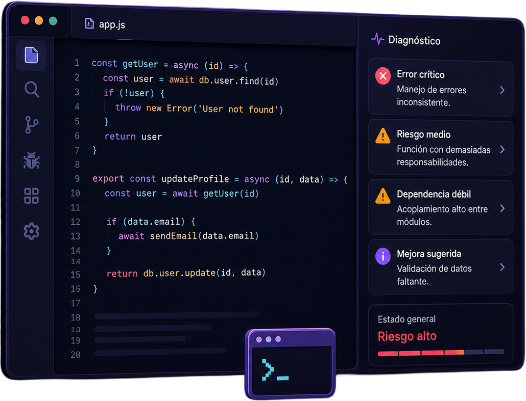 Digital workspace with computer, code, web design and automation tools.
